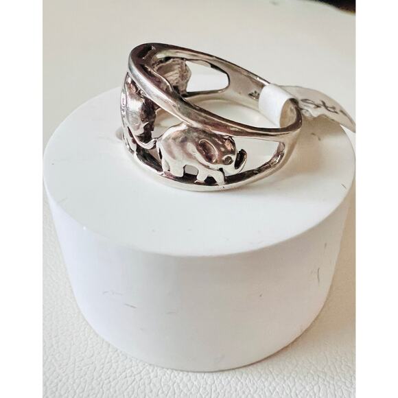 Vintage Sterling Silver Elephant Ring Size 6.75 925 NF Signed Animal Band - Picture 5 of 9